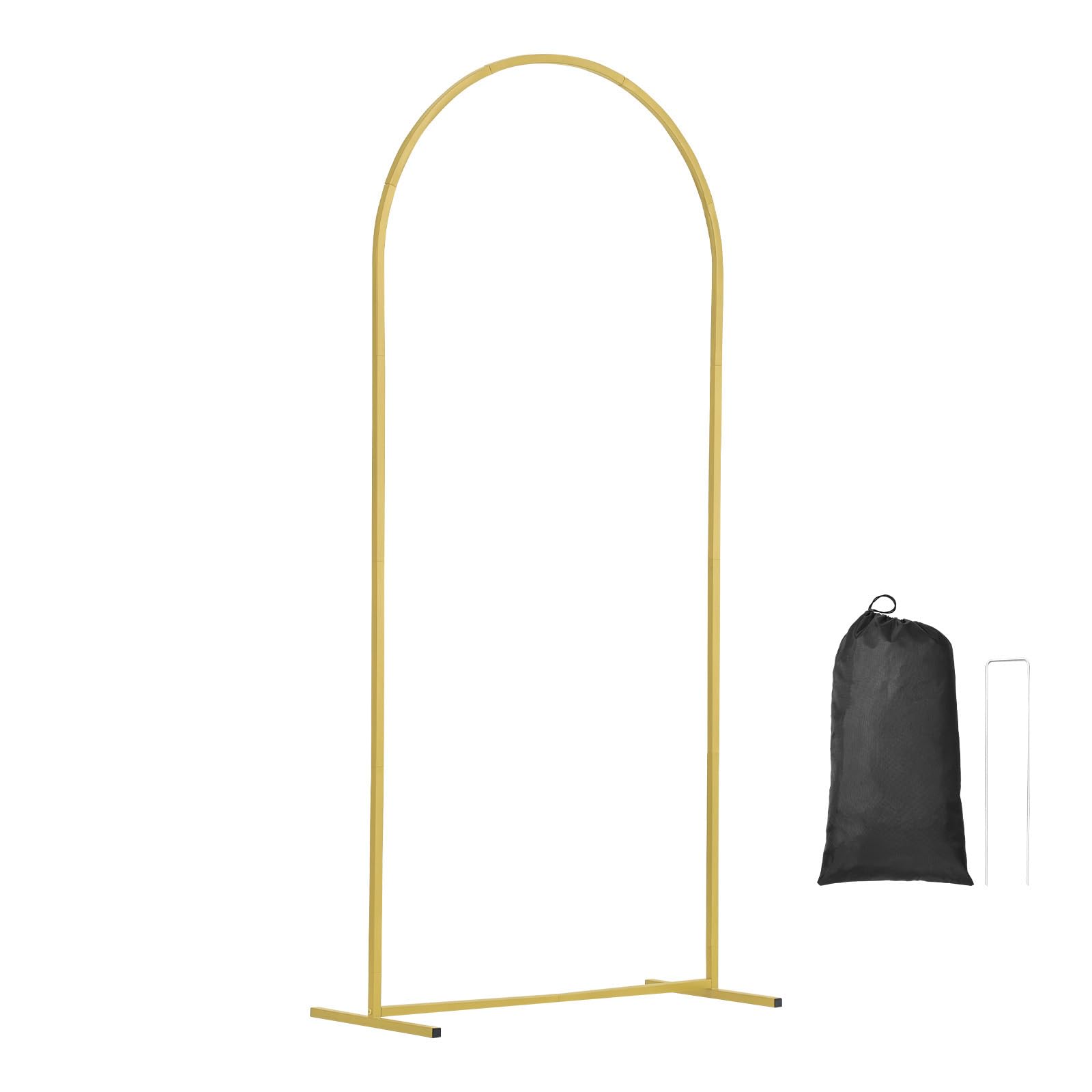 VEVOR Support de Fond Arche de Mariage, Lot de 3, Support Stable Métal, 1805 mm, 1500 mm, 1205 mm, avec Barre Transversale de Châssis Doré, Housse en Tissu, pour Anniversaire, Célébration, Cérémonie