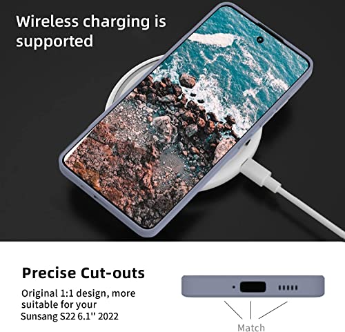 Image of DIZORO Liquid Silicone Case with Microfiber Coushioning Compatible for Samsung Galaxy S21 FE 5G Shockproof Slim Back Cover, Gel Rubber Full Body Protection - Lavender Grey