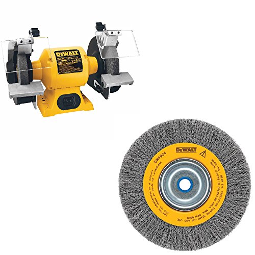 DeWalt DW758 HD 8" Bench Grinder & DeWalt DW4906 8" Crimped Bench Wire