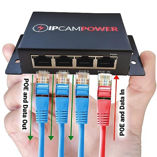 Image of POE Powered 3 Port Switch & Network Cat5 Cat6 Midspan Cable Range Extender Pass Through Repeater for IP Cameras - Run Cables up to 1148