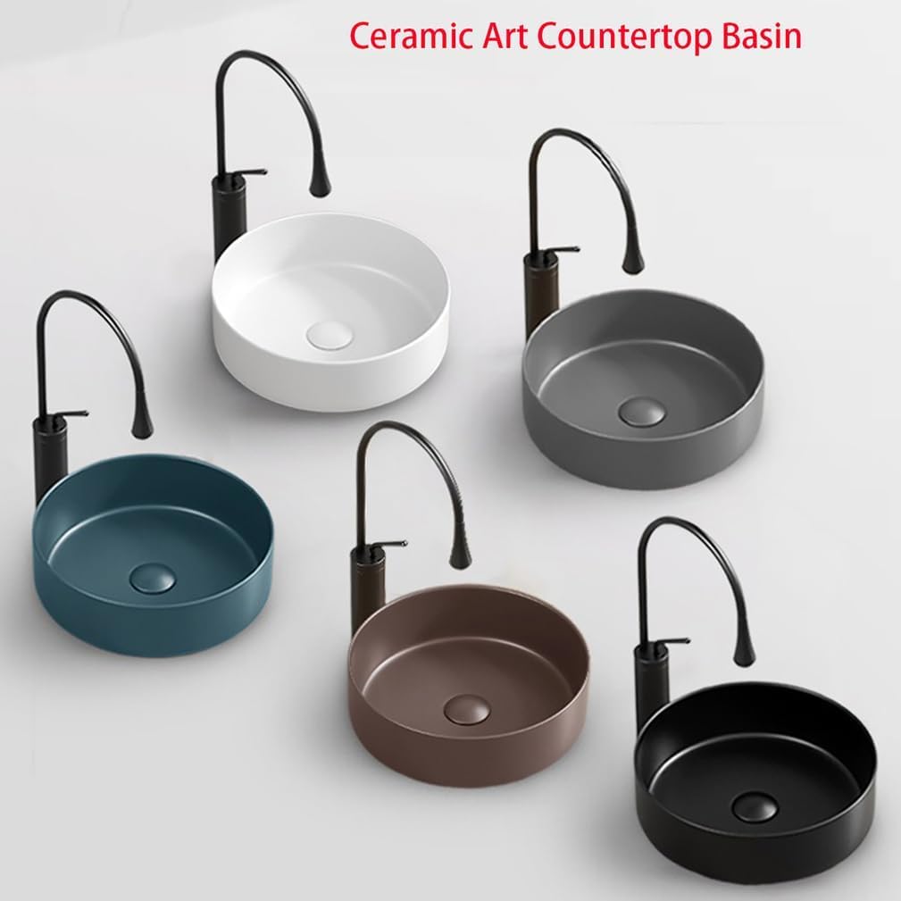 Okrągła umywalka ceramiczna, mały model, nowoczesny styl, do łazienki, domu lub restauracji (L40*W40*H12)