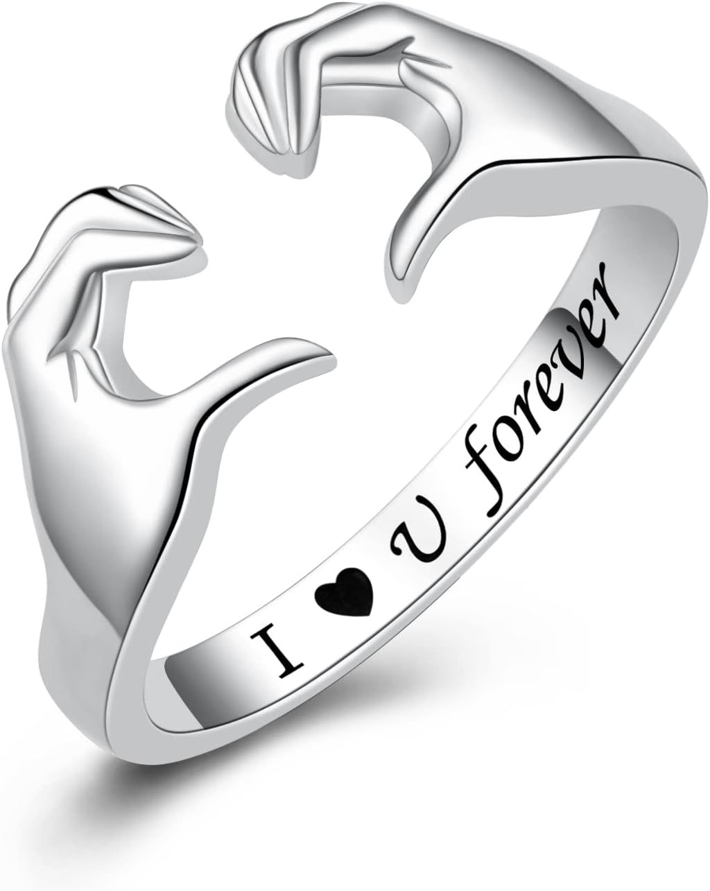 Fookduoduo Hug Rings for Women Sterling Silver Adjustable Love Ring Always with You Jewelry Rings Couples Bands Hugging Ring for Women Teen Girls