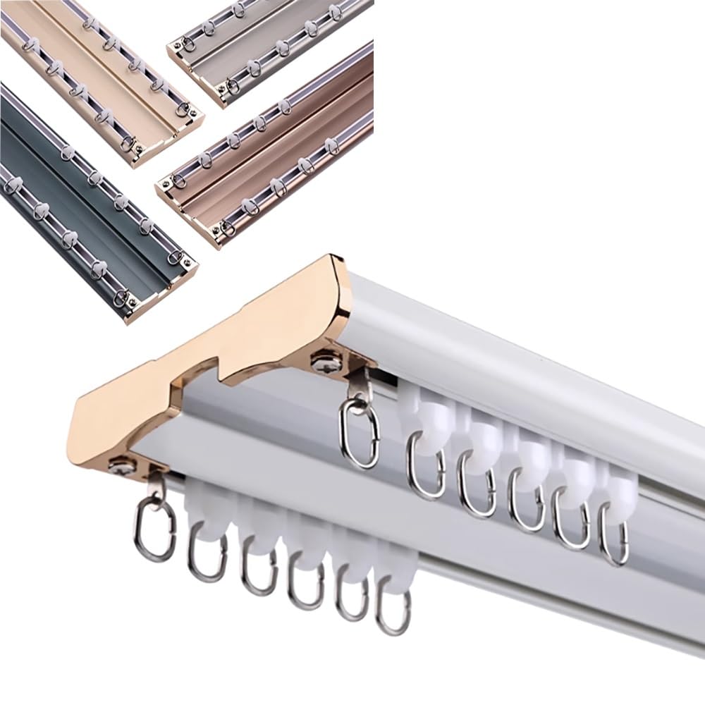 Tringle à rideaux double en aluminium au design épuré blanc 4m