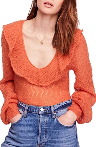 Pull mohair orange Free People idéal pour un look bohème chic en terrasse
