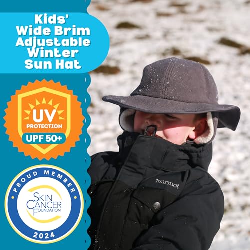 SwimZip UPF 50+ Sun Protective Kids' Wide Brim Fleece Winter Sun Hat2