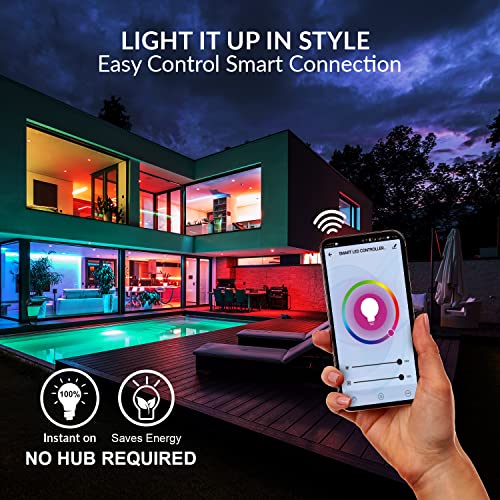 WBM SMART LED Color Changing Lights, Compatible with Alexa & Google Assistant, RGBW 2700K-6500K, 60 Watt Equivalent Multicolor, Dimmable with App, A19 E26, No Hub Required, 2.4GHz WiFi Only, 4 Counts by Himalayan Glow - Used condition - Image 5