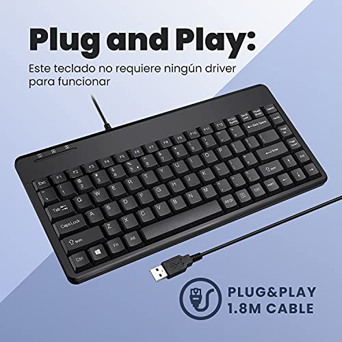 Perixx PERIBOARD-409U ES - Mini USB Teclado - Negro Brillante - QWERTY Español con Ñ tecla by Perixx - Image 5