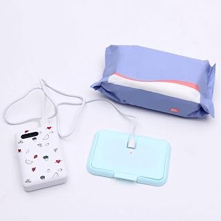 Calentador de Toallita Húmeda para Bebés, Portátil USB We Wipe Calmer Termostato Temperatura Azul Claro Cubra de Doble Calentamiento de Doble Toallita Húmeda, Productos para Bebés.