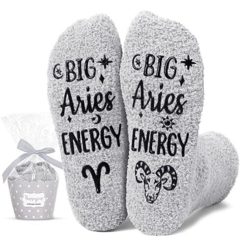 HAPPYPOP Aries Gifts for Men - Astrology Constellation Horoscope Gifts, Funny Space Galaxy Aries Socks