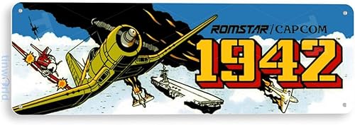 Tinworld Letrero de estaño: 1942 Arcade Shop Sala de juegos Marquesina Decoración de metal Retro Consola A885