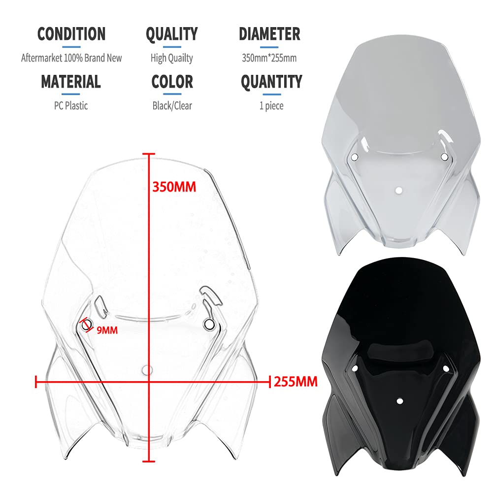 Pare-Brise de Moto Spoiler Déflecteur de Vent Double Bulle Visière Compatible avec B.M.W F900R F 900 R F-900-R 2020 2021 2022 2023 Pièce de Moto (Noir fumé)