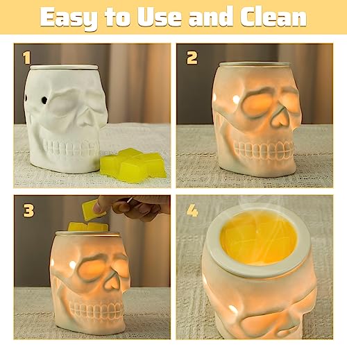 Star Moon Ceramic Skull Wax Melt Warmer Electric Scentsy Warmer Home Fragrance Oil Diffuser Wax Melter Burner For Home Decor/Office/Living Room,Ideal Gifts,Two Bulbs Packed- Resurgent Skull #TOP4