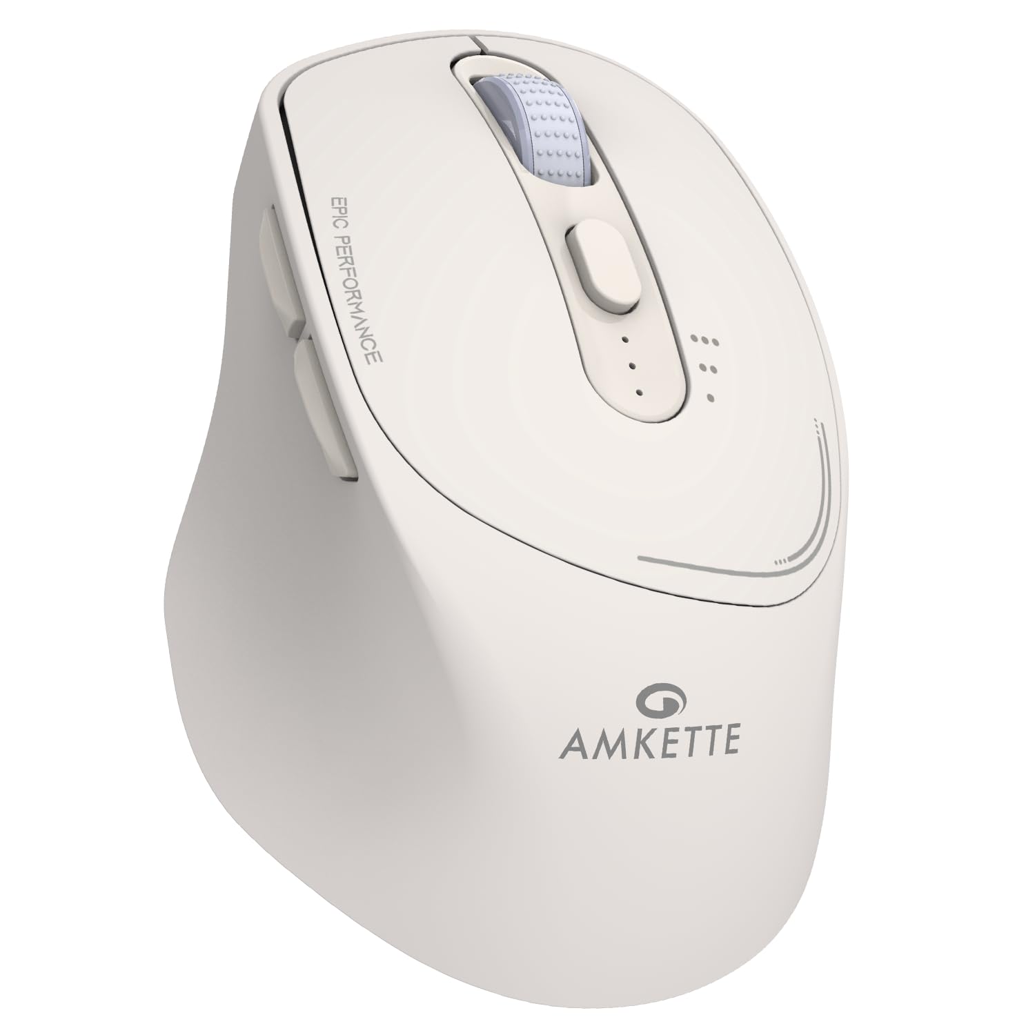 Amkette Hush Pro Epic Rechargeable Wireless Mouse/Bluetooth Mouse | 3 Device Connectivity (2xBT&2.4G)| 2400 DPI |Silent Switches| Premium Ergonomic Design Type C Charging | White