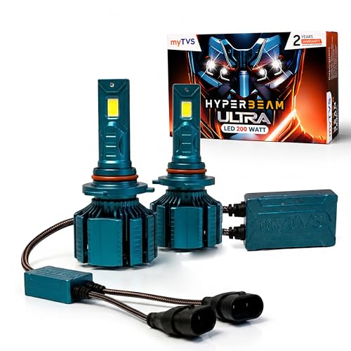 Image of myTVS 200W LED Car Headlight Bulbs | 20000LM Super Bright 6000K LED Conversion Kit | High Power Waterproof Headlamps | Plug & Play, Long-Lasting, Universal Fit, 2-Year Warranty LED9-HB3