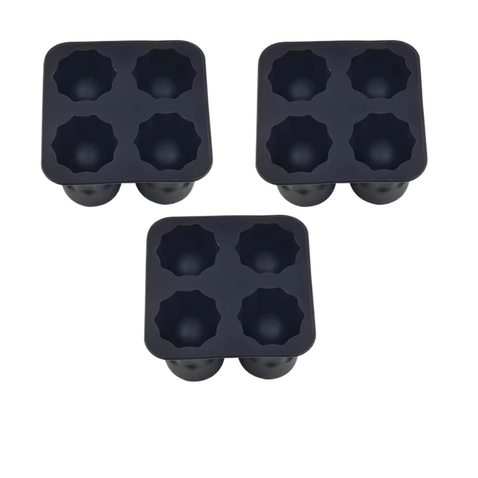 Vaso de chupito con molde for cubitos hielo silicona(Black 3pc)