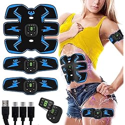 GoodWell EMS Electroestimulador Muscular Abdominales, Estimulador Muscular Abdominales, Masajeador Eléctrico Cinturón con USB, Ejercitador del Abdomen/Brazo/Piernas/Cintura (Hombre/Mujer)