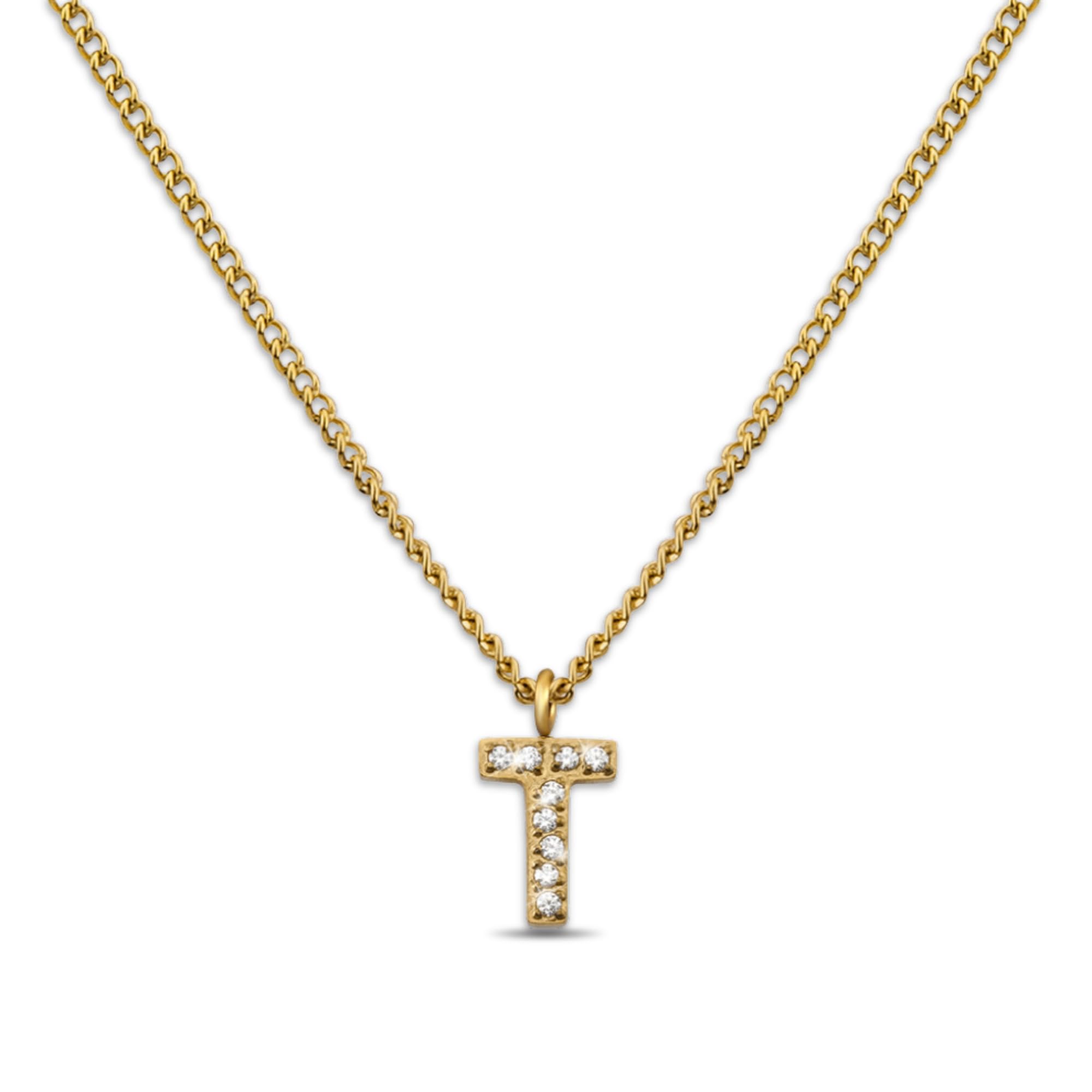 GD GOOD.designs Kette Buchstabe Gold für Damen | 18K vergoldete Halskette mit Zirkonia Initialien | Goldene 316L Edelstahl Buchstabenkette