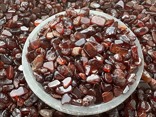Image of GAF TREASURES 2 oz Lot Natural Semi Tumbled Orange Garnet Gemstone Chips, Crushed Mini Orange Garnet Crystals, Undrilled Crystal Chips (Orange Garnet)