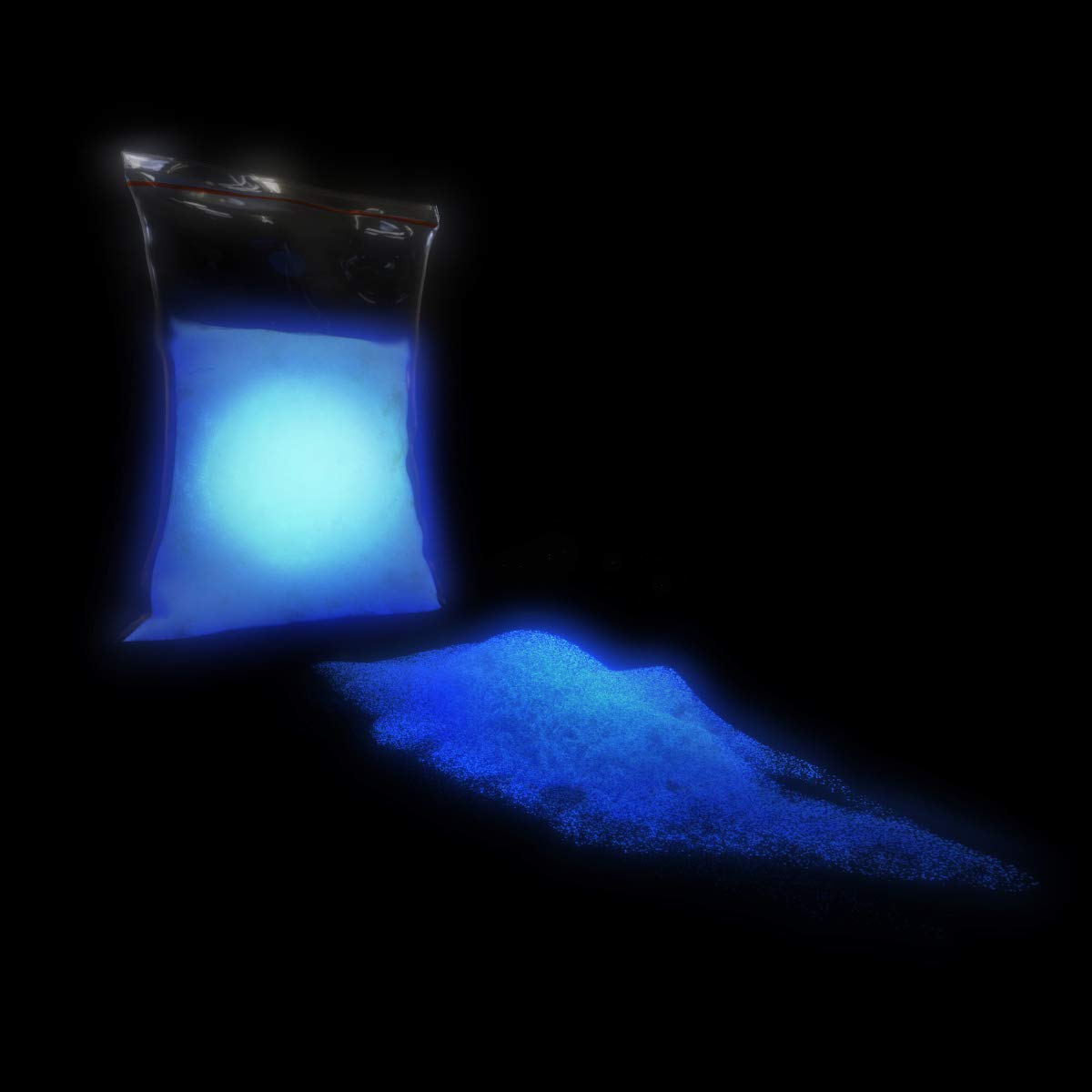 TFC świecący proszek niebieski, 500 g, pigmenty świecące, ładowanie światłem dziennym, sztucznym lub światłem UV, farba fluorescencyjna (fosforyzująca)