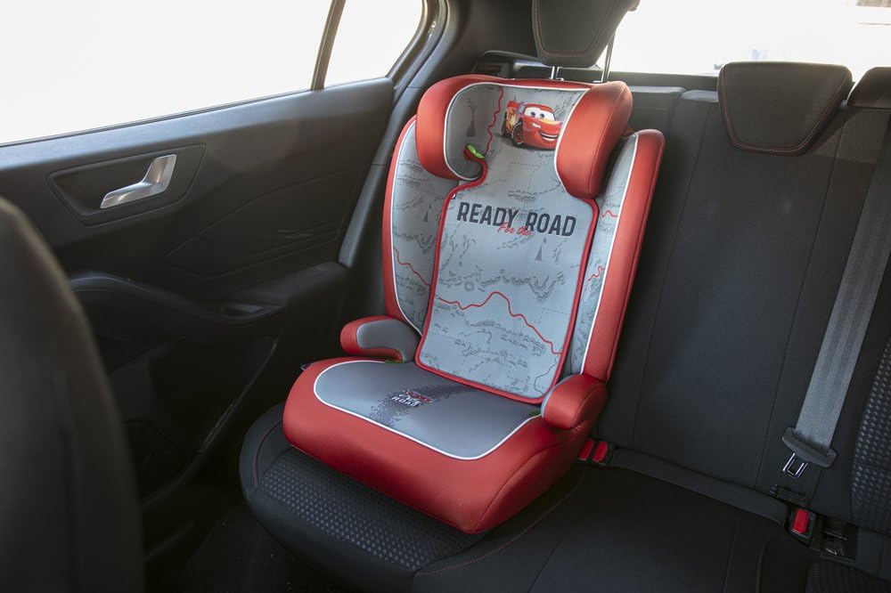 Disney Cars-Size R129, Fotelik dziecięcy 15-36 kg (3,5-12 lat), 100-150 cm, Grupa 2/3, można zamontować z 3-punktowym pasem