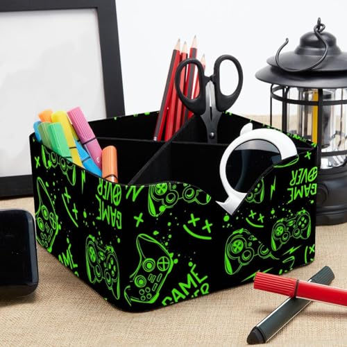 Organiseur de bureau vert à 4 compartiments et pot à stylos - 8