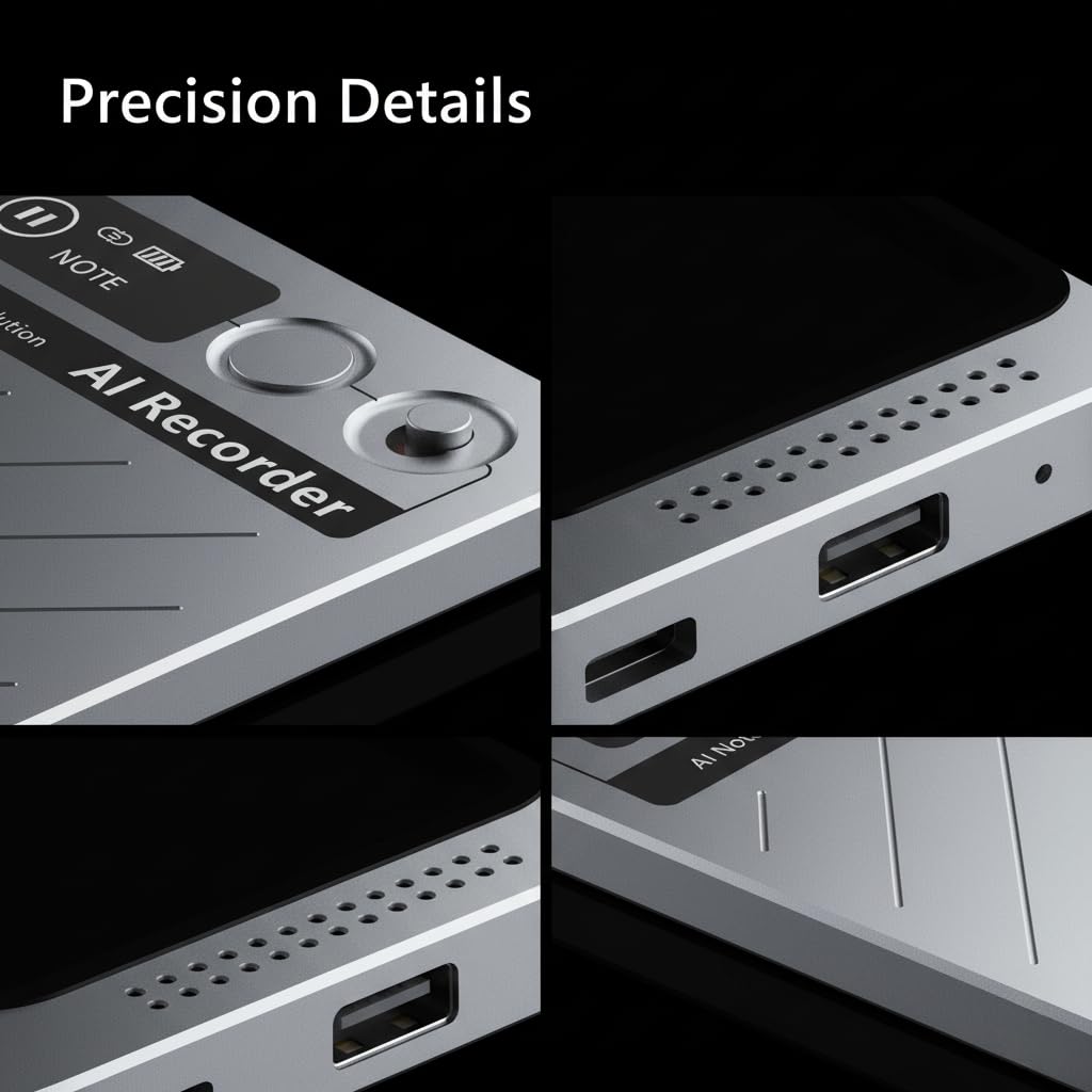 Elegantes KI Diktiergerät für Beruf & Studium, 64GB Sprachrekorder mit Transkription, Automatischer Zusammenfassung, 118 Sprachen Übersetzung, App-Steuerung (Blau-64GB)