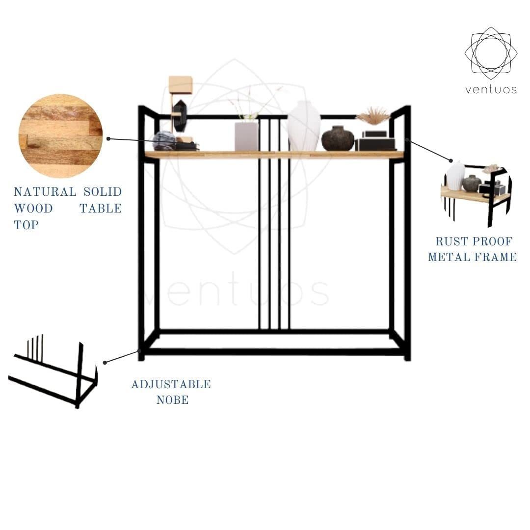 DECORILA Mild Frame Solid Wood Console Table for Living Room Side Table for Bedroom (Black) 1