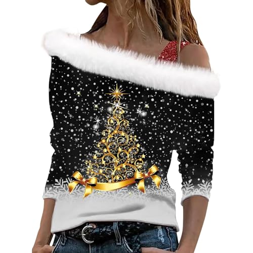 Felpa Donna Maglione Natalizio Donna Felpa Stampa Natalizia Maglie Fashion Maglione Natalizio Top Natalizia Sexy Magliette Natale Divertenti Magliona Natale Famiglia Felpe Natala Maglia Natala Donne
