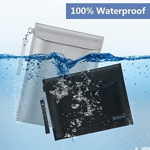 Troyesko Geldbeutel, feuerfest, 1100 °C, 2 Stück, 38×27.9 cm, 33×25.4 cm, wasserdichter Reißverschluss/ Handschlaufe, nicht juckendes Silikon/ Anti- Statisches Recht. Datei/ Bargeld/ Schmuck/ Reisepass-5