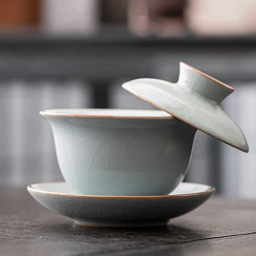 Ceramic Teacup Handmade Azure Glaze Tea Bowl Chinese Set