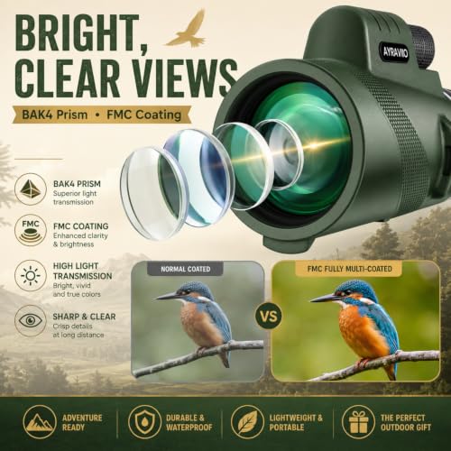 Birthday Gifts for Men Dad Husband Teen, 10x42 Monocular for Outdoor/Hiking by AYRAVIIO - Used condition - Image 4