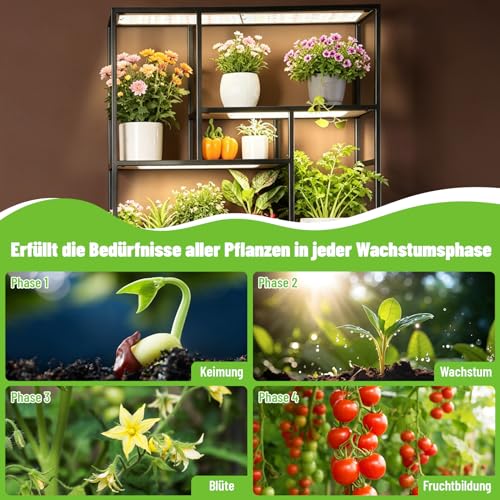 JKOKPMG 1620 LEDs Pflanzenlampe,Pflanzenlampe LED Vollspektrum, 12 Stück Pflanzenlampe, Pflanzenlicht Wachsen licht mit 3/9/12H Zeitschaltuhr 10 Arten von Helligkeit für Zimmerpflanzen