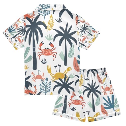 senya Colorful Summer with Crab Satin Summer Pajama Sets Silk Short Sleeve Button Down Sleepwear2