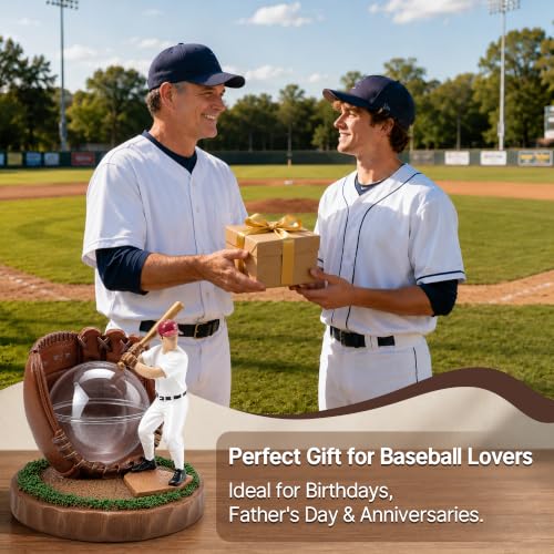 Image of Baseball Display Case Set with Swinging Player and Baseball Case