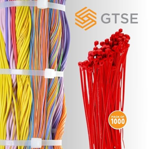 Image of GTSE 4 inch Red Zip Ties, 1,000 Bulk Pack, 18lb Strength, UV Resistant Small Nylon Cable Ties, Self-Locking 4 Inch Tie Wraps