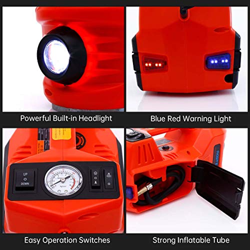 Standtall Electric Car Jack Kit 5 Ton 12V Car Jack Hydraulic With Impact Wrench And Tire Inflator Pump, Electric Car Floor Jack Red With Led Light #TOP5