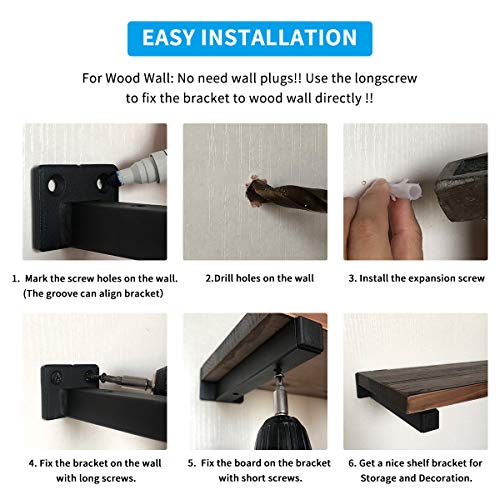 Classic Shelf Bracket 6 Inch Anti-Rust Solid Matte Black Well-Made Hidden Shelf Brackets Wrought Iron Style Wall Mental Brace For Diy (6-Pack Hardware Only) #TOP3