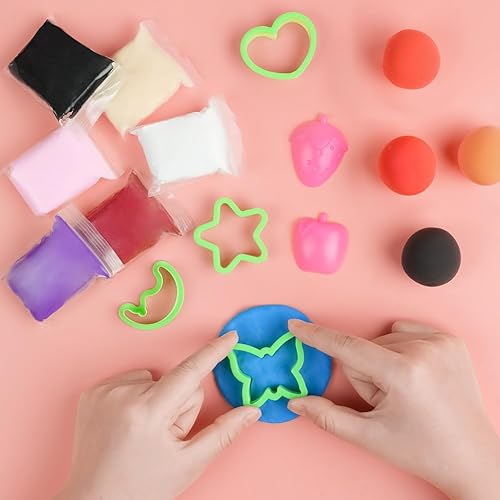 Miniatura 5 de Ainiv Kit de arcilla seca al aire, 72 colores de arcilla mágica para niños, arcilla de modelado con 6 herramientas de escultura, segura y no tóxica,