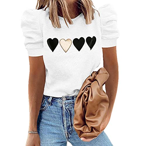 N\P Camisa de manga corta para mujer verano casual impreso top de las se�oras