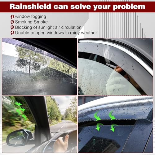 ZZDSNJ Tape-On Window Visors 4-Piece for 2007-2018 Jeep Wrangler 4-Door (JK) Sun Rain Guard Shield Shade Smoke 94249 by ZZDSNJ - Image 4