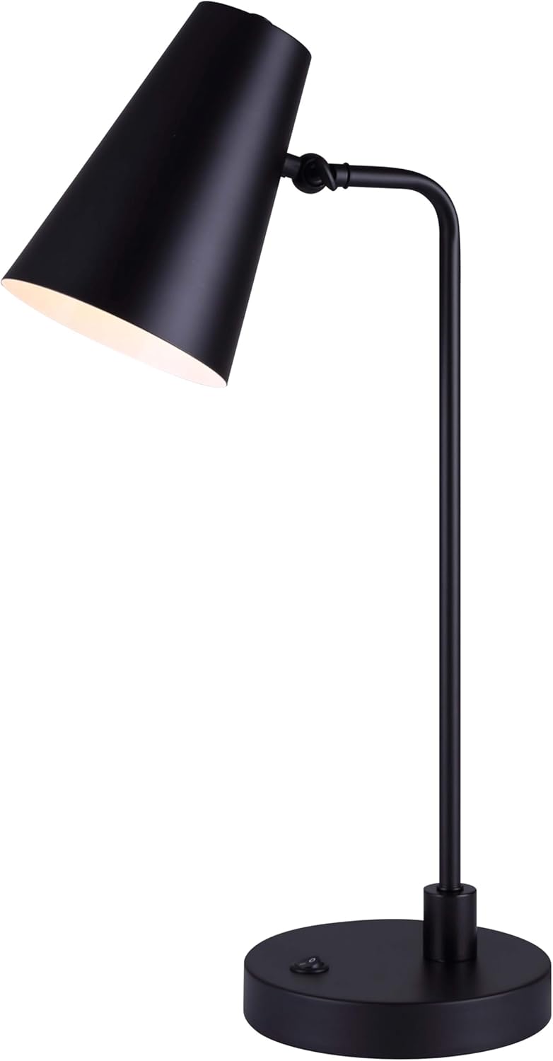 ORLI 1 Light Table Lamp Matte Black Finish Modern Minimalist Design On/Off Switch on Socket for Desk Bedroom or Living Room