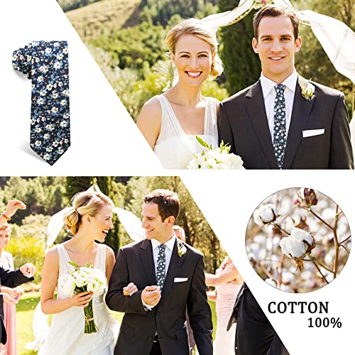 Image of Mantieqingway Men's Cotton Floral Neck Tie 2.56'' Printed Skinny Tie