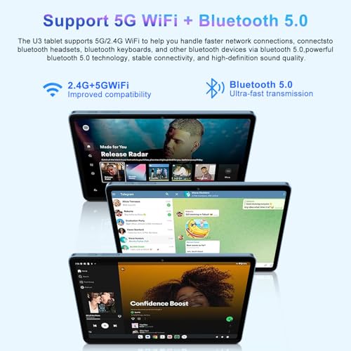 Image of Android Tablet 10 Inch 22GB RAM 128GB ROM 1TB, Android 14 Tablet with Keyboard Mouse, Octa-Core, 8000mAh Battery, HD IPS Display, 5G WiFi, BT 5.0, GPS, Widevine L1, Split Screen - Metal Blue