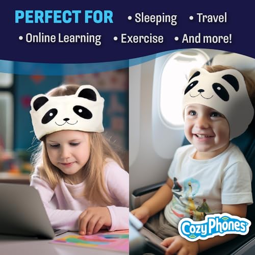 CozyPhones Over The Ear Headband Headphones - Kids Headphones Volume Limited with Thin Speakers & Super Soft Fleece Headband - Ivory Panda - Image 6