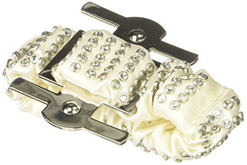 Darice David Tutera White Satin w/Silver Kaber Clip & Bezel-Set Gems Bridal Corsage Wristlet