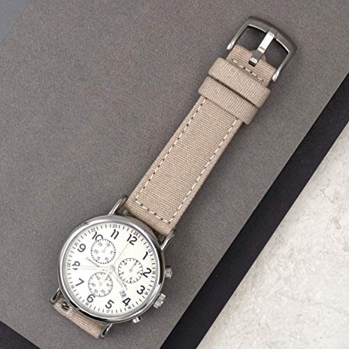 Image of Benchmark Canvas Watch Band - Quick Release Cotton Fabric Watch Straps for Men & Women (22mm, Khaki Tan)
