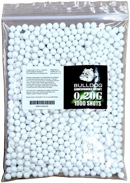 PEBBLE HUG High Grade 0.20g White BB Pellets Biodegradable Plastic Shooting Firing Balls for Airsoft Gun ( Pack of 1, 1000 Bullets)