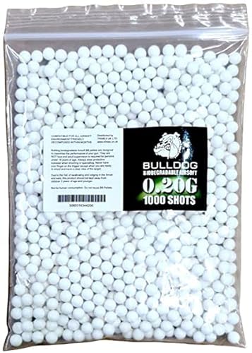 PEBBLE HUG 0.20g BB Pellets, Biodegradable Airsoft Bullets, High-Grade White Plastic Pellets BB Gun (Pack of 1, 1000 Bullets)