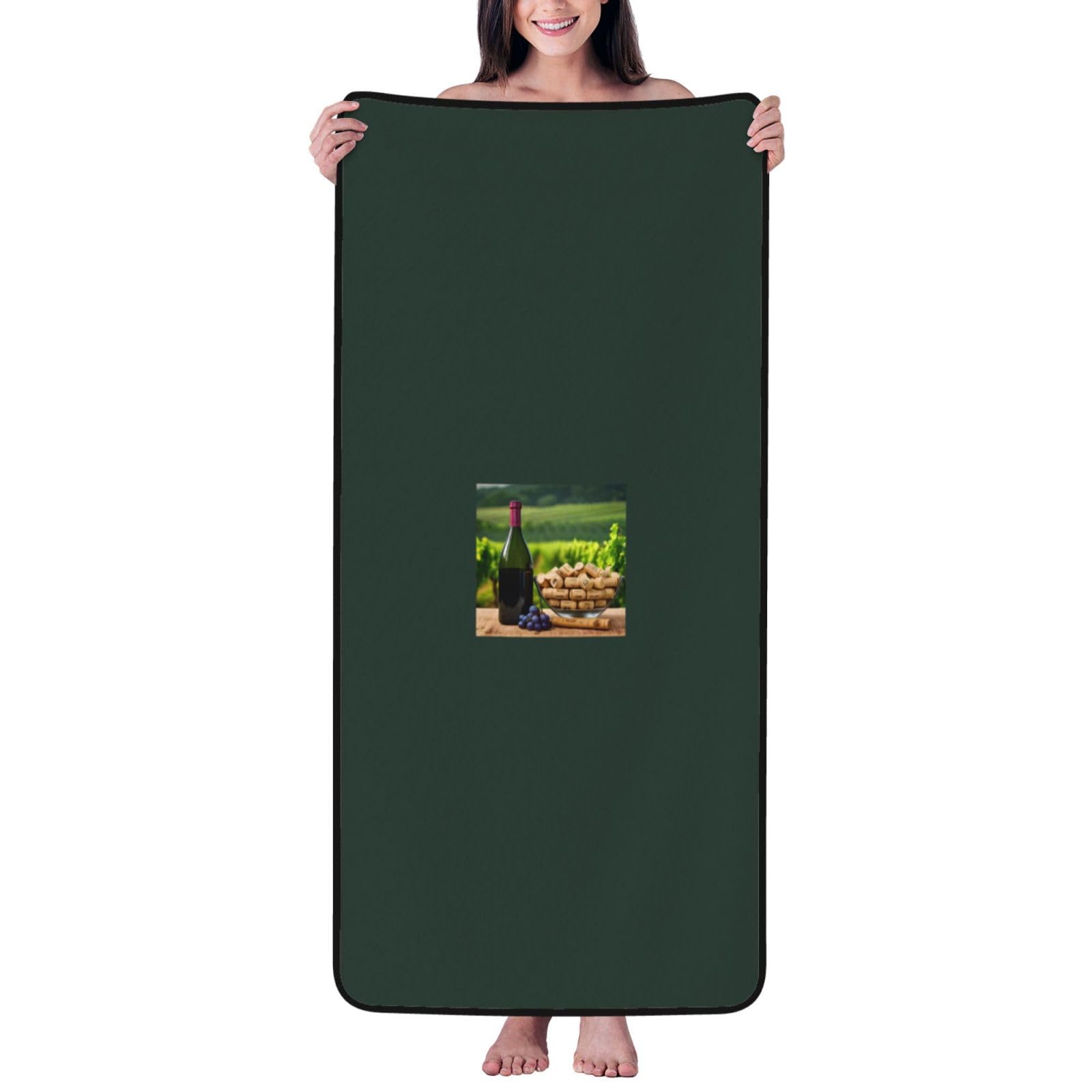 KPXXAQT Wine Bottle Corks Grapes Print Coral Velvet Bath Towel Soft Absorbent Towels Home Vacation Or Summer Gifting