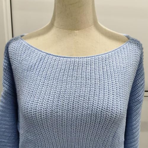 Image of Crew Neck Long Sleeve Sweater Mini Dress, Casual Knit Dress | Soft acrylic sweater mini with crew neck and long sleeves, cozy for winter, work, holidays and daily wear